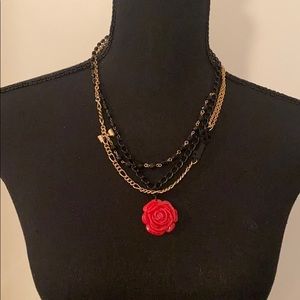 Betsey Johnson Black and Gold Chain Necklace